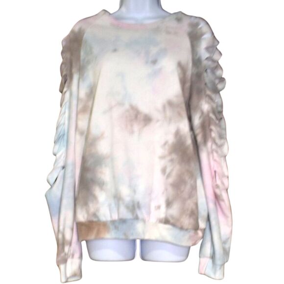 Blue Buttercup Pastel Tie Dye Cut Sleeve Sweatshirt Size Small Cozy - Picture 1 of 15